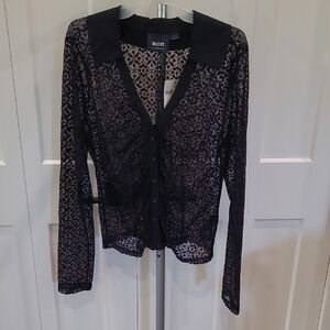 Maeve Sheer Black Lace Blouse